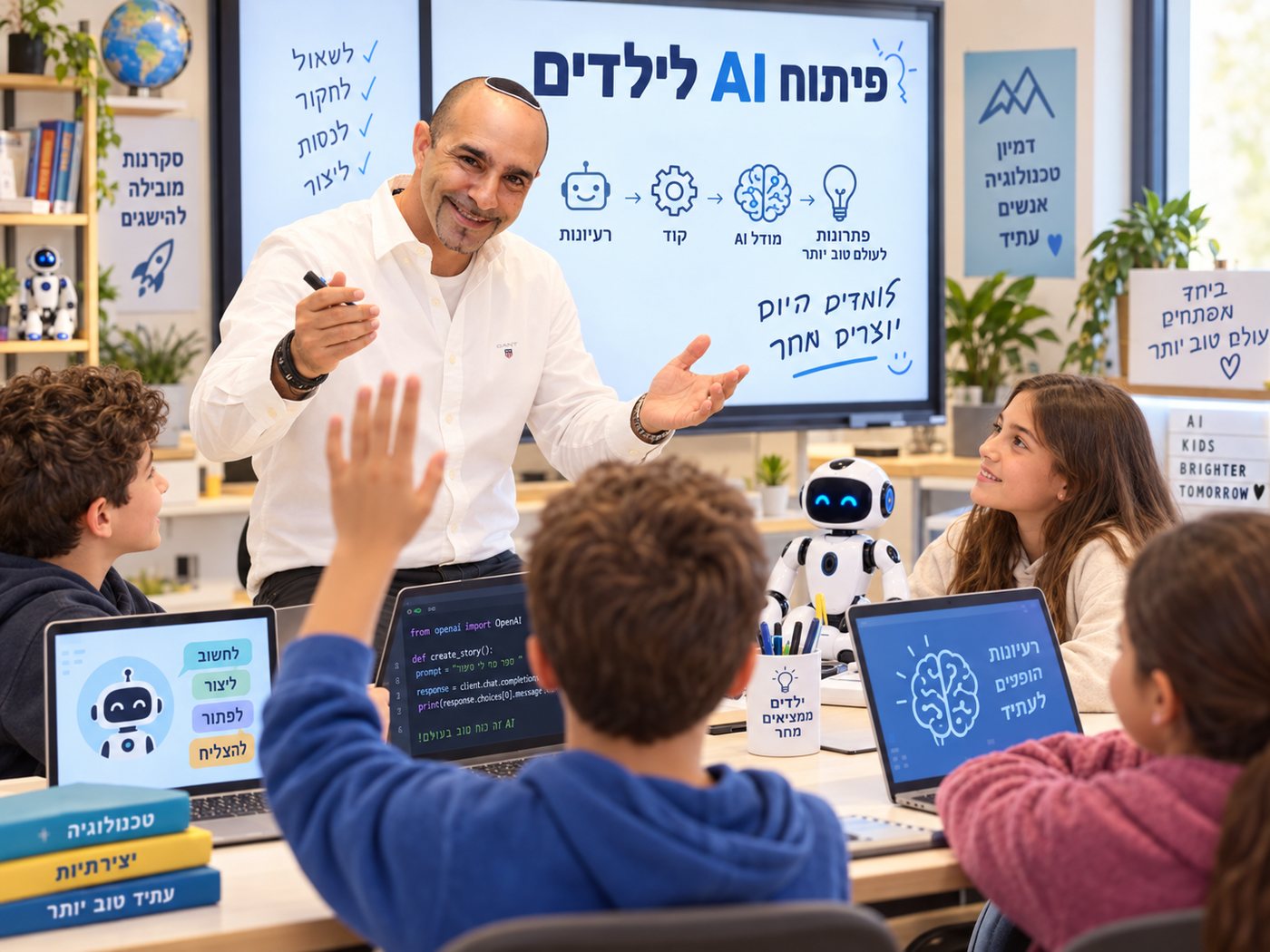 עמית רובין מלמד בינה מלאכותית קבוצת תלמידים